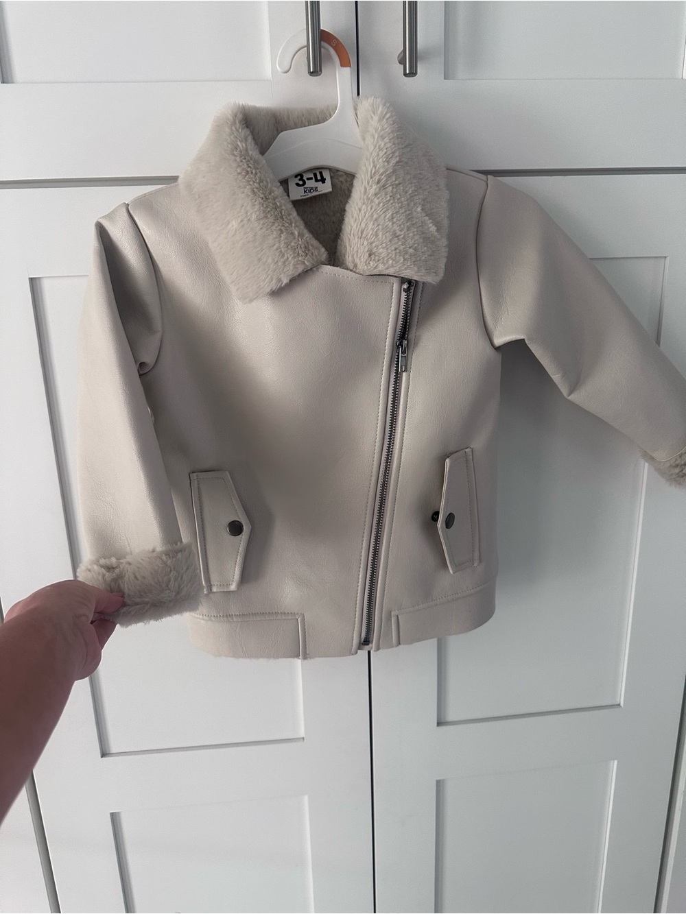 Cotton On Cream Faux Shearling Collar Pea Coat